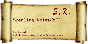 Sperling Kristóf névjegykártya